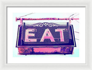 Vintage Diner Sign - Pink - Framed Print