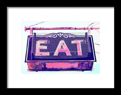 Vintage Diner Sign - Pink - Framed Print