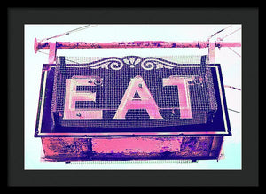 Vintage Diner Sign - Pink - Framed Print