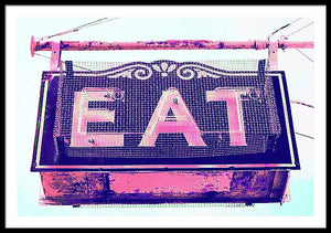 Vintage Diner Sign - Pink - Framed Print