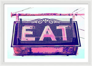 Vintage Diner Sign - Pink - Framed Print