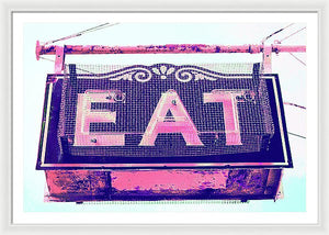 Vintage Diner Sign - Pink - Framed Print