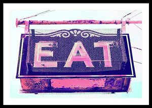 Vintage Diner Sign - Pink - Framed Print