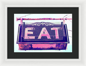 Vintage Diner Sign - Pink - Framed Print