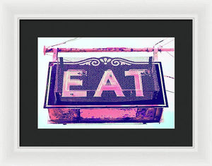 Vintage Diner Sign - Pink - Framed Print