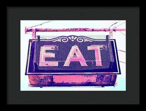 Vintage Diner Sign - Pink - Framed Print