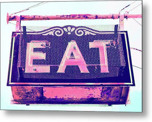 Vintage Diner Sign - Pink - Metal Print