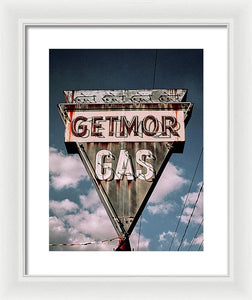 Vintage Gas Station Sign - Getmor Gas - Framed Print