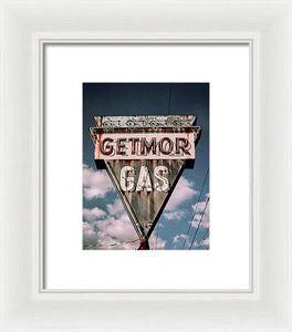 Vintage Gas Station Sign - Getmor Gas - Framed Print