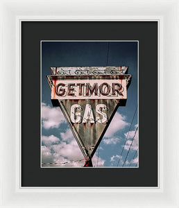 Vintage Gas Station Sign - Getmor Gas - Framed Print