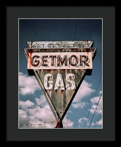 Vintage Gas Station Sign - Getmor Gas - Framed Print