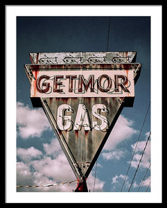 Vintage Gas Station Sign - Getmor Gas - Framed Print