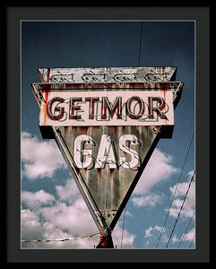 Vintage Gas Station Sign - Getmor Gas - Framed Print