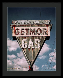 Vintage Gas Station Sign - Getmor Gas - Framed Print