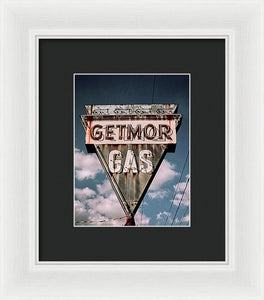 Vintage Gas Station Sign - Getmor Gas - Framed Print