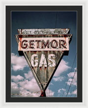 Load image into Gallery viewer, Vintage Gas Station Sign - Getmor Gas - Framed Print