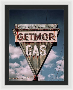 Vintage Gas Station Sign - Getmor Gas - Framed Print