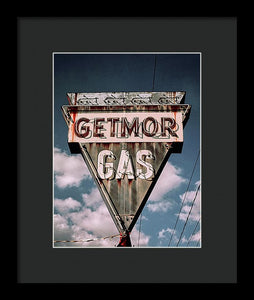 Vintage Gas Station Sign - Getmor Gas - Framed Print