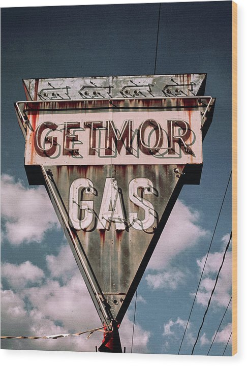 Vintage Gas Station Sign - Getmor Gas - Wood Print