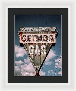 Vintage Gas Station Sign - Getmor Gas - Framed Print