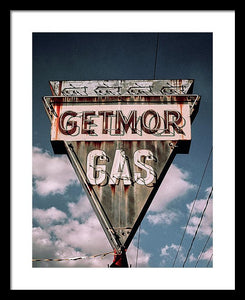 Vintage Gas Station Sign - Getmor Gas - Framed Print