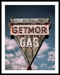 Vintage Gas Station Sign - Getmor Gas - Framed Print