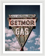 Load image into Gallery viewer, Vintage Gas Station Sign - Getmor Gas - Framed Print