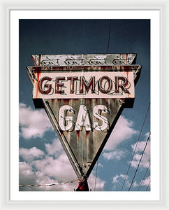 Vintage Gas Station Sign - Getmor Gas - Framed Print