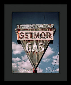 Vintage Gas Station Sign - Getmor Gas - Framed Print