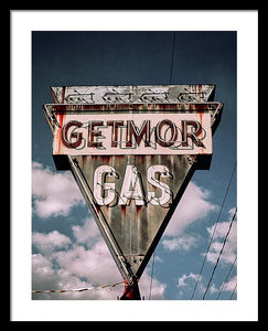 Vintage Gas Station Sign - Getmor Gas - Framed Print