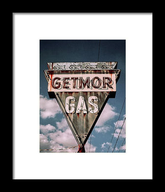 Vintage Gas Station Sign - Getmor Gas - Framed Print