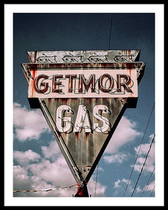 Vintage Gas Station Sign - Getmor Gas - Framed Print