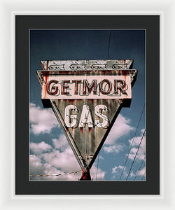 Vintage Gas Station Sign - Getmor Gas - Framed Print