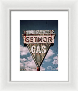 Vintage Gas Station Sign - Getmor Gas - Framed Print