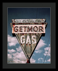 Vintage Gas Station Sign - Getmor Gas - Framed Print