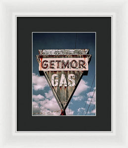 Vintage Gas Station Sign - Getmor Gas - Framed Print