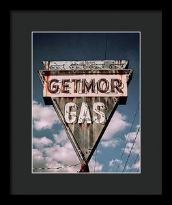 Vintage Gas Station Sign - Getmor Gas - Framed Print