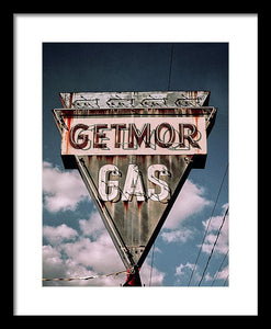 Vintage Gas Station Sign - Getmor Gas - Framed Print