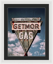 Load image into Gallery viewer, Vintage Gas Station Sign - Getmor Gas - Framed Print