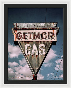 Vintage Gas Station Sign - Getmor Gas - Framed Print