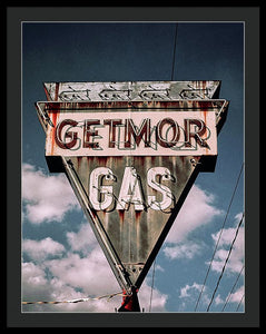 Vintage Gas Station Sign - Getmor Gas - Framed Print