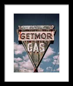 Vintage Gas Station Sign - Getmor Gas - Framed Print