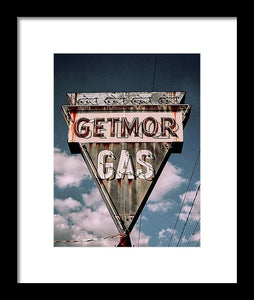 Vintage Gas Station Sign - Getmor Gas - Framed Print