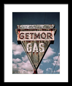 Vintage Gas Station Sign - Getmor Gas - Framed Print