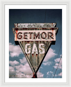 Vintage Gas Station Sign - Getmor Gas - Framed Print