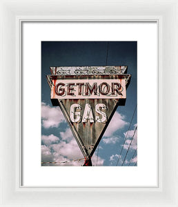 Vintage Gas Station Sign - Getmor Gas - Framed Print