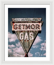 Load image into Gallery viewer, Vintage Gas Station Sign - Getmor Gas - Framed Print