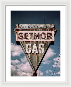 Vintage Gas Station Sign - Getmor Gas - Framed Print