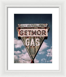 Vintage Gas Station Sign - Getmor Gas - Framed Print