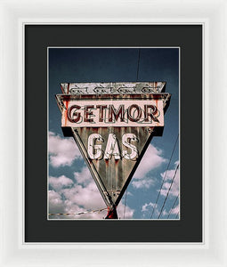 Vintage Gas Station Sign - Getmor Gas - Framed Print